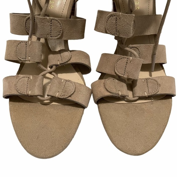 Marc Fisher Paradox Tan Suede Gladiator Lace Up Stacked Block Heel Pump Size 7.5 - Picture 6 of 13